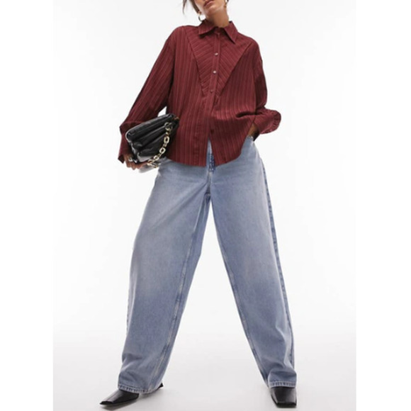 - New ~ TOPSHOP  NORDSTROM ~ Textured Panel Shirt 4 FALL VIBES - Picture 10 of 10